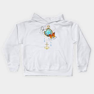 Compass with Butterflies Kids Hoodie